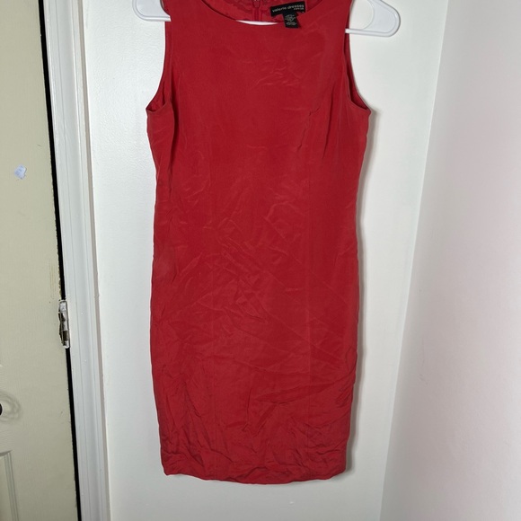 Valerie Dresses 100% Silk Coral Sheath Dress Size 4 Sleeveless Lined - Picture 2 of 5